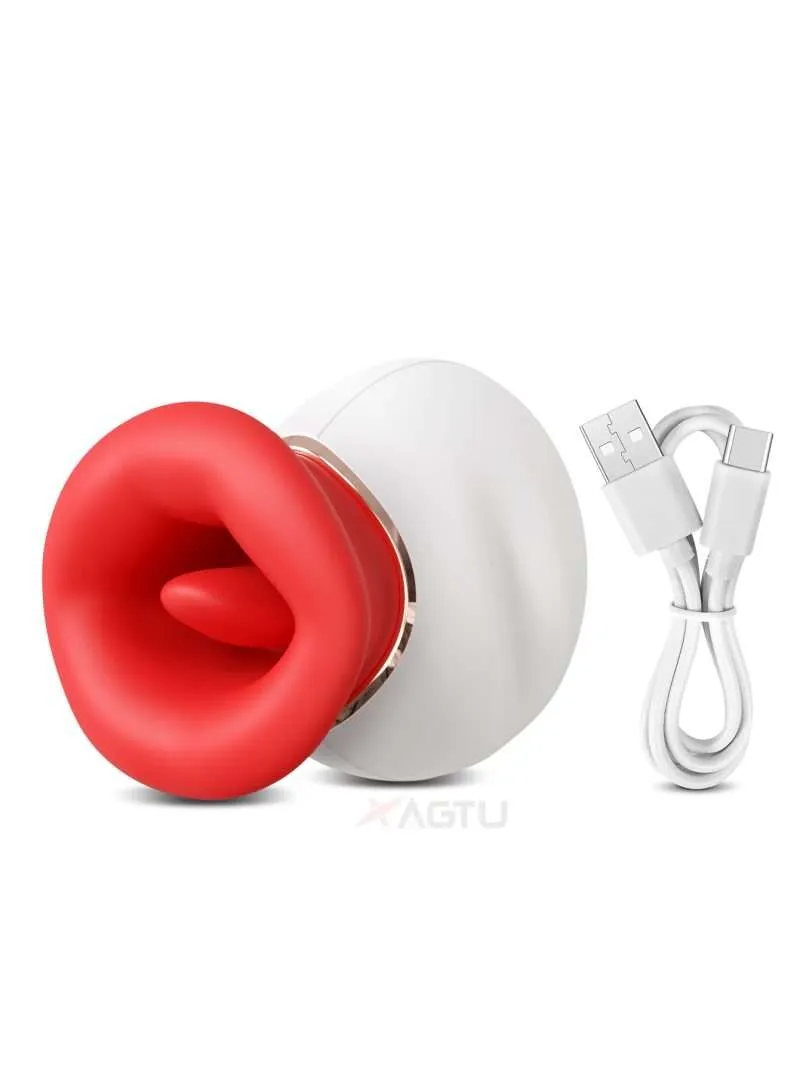 ALWUP Red Lips Kissing Vibrator Adult Vibrator Tongue Licking Sucking Motion Breast Nipple Teasing Orgasm Stimulation Waterproof