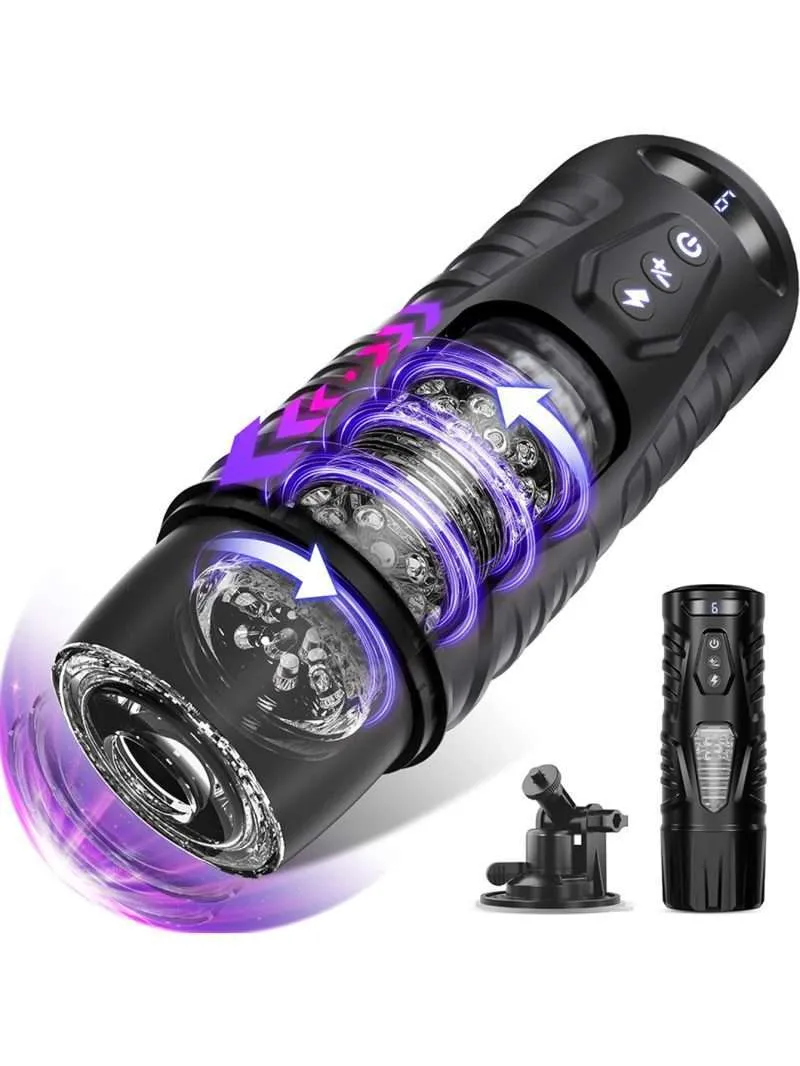 ALWUP Hands Free Sex Machine LCD Display with Visual Window & Mounting Base Male Masturbator Sex Toys for Men