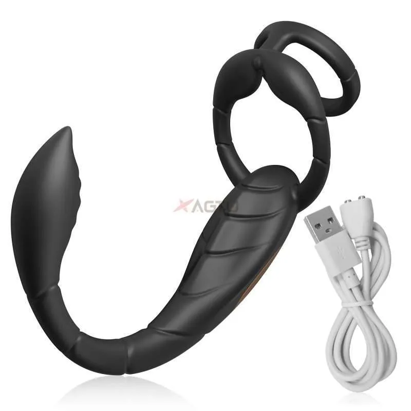 ALWUP Dual Ring Double Vibration Adult Toy Decrease Tension prostate double ring plug vibrator anal